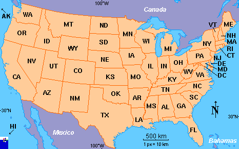 clickable Map of the United States